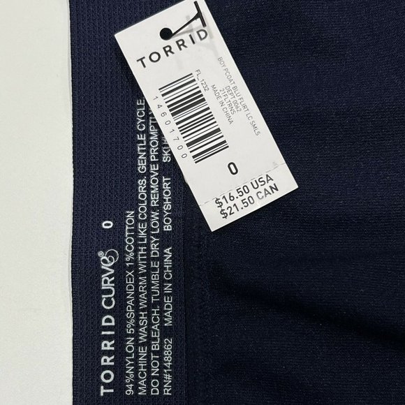 NWT TORRID Boyshort Pantie Underwear Sz 0 Blue Lace Sides - Picture 4 of 4